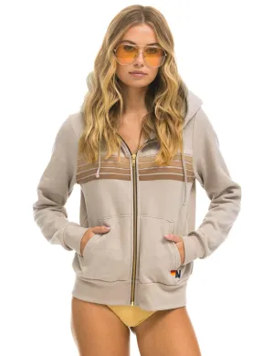5 Stripe Zip Hoodie, Sand/Tan product couple intimacy Youth Style