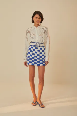 Lightweight Material Figure Flattering Bicolor Interweaving Euroflax? Premium Linen Mini Skirt