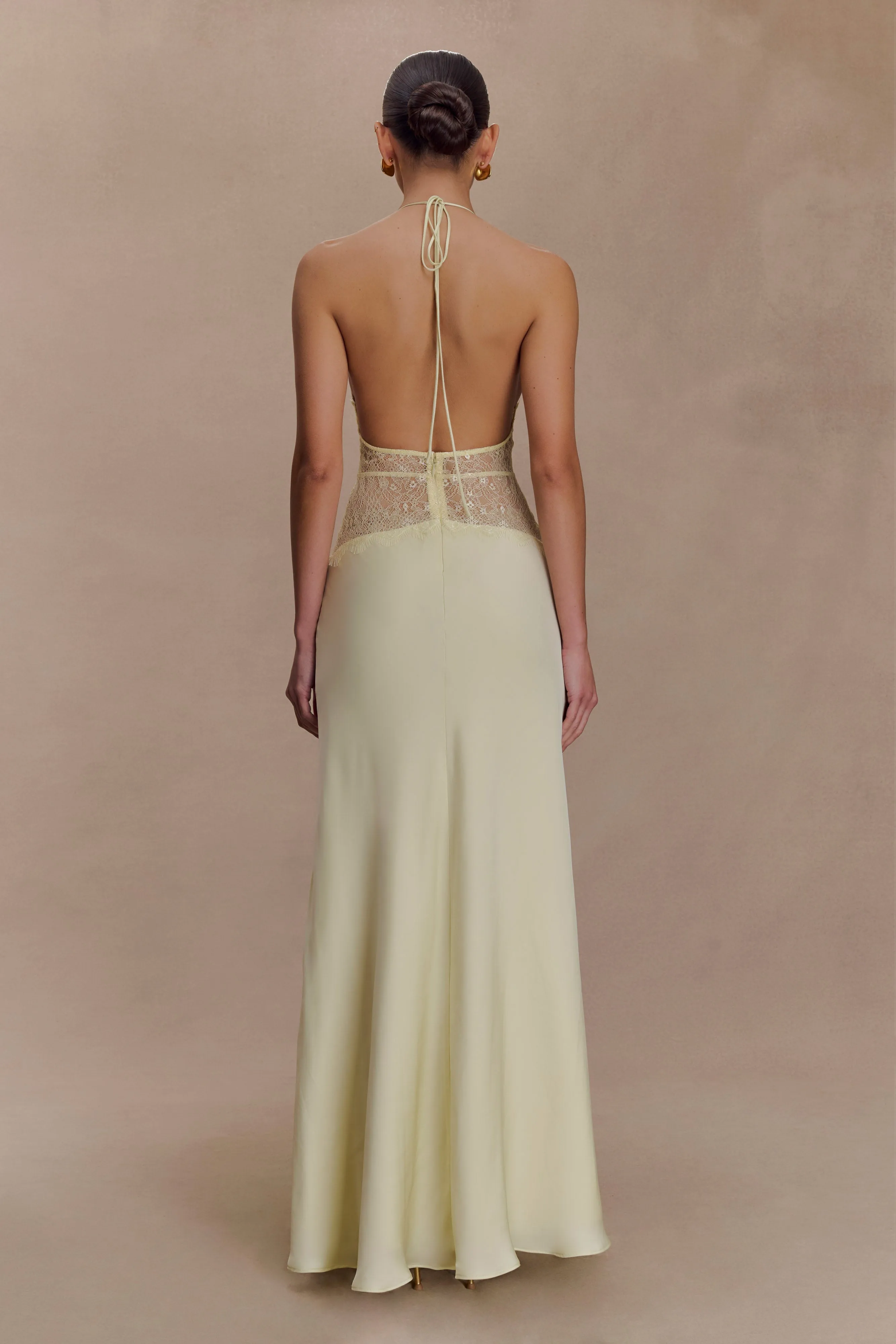 Dinah Lace And Satin Maxi Dress - Lemon Comfort waistband Formal Choice