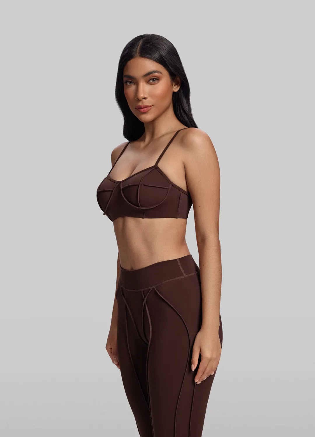 Contour Stitch Bralette Front Zip Closure Anti-static