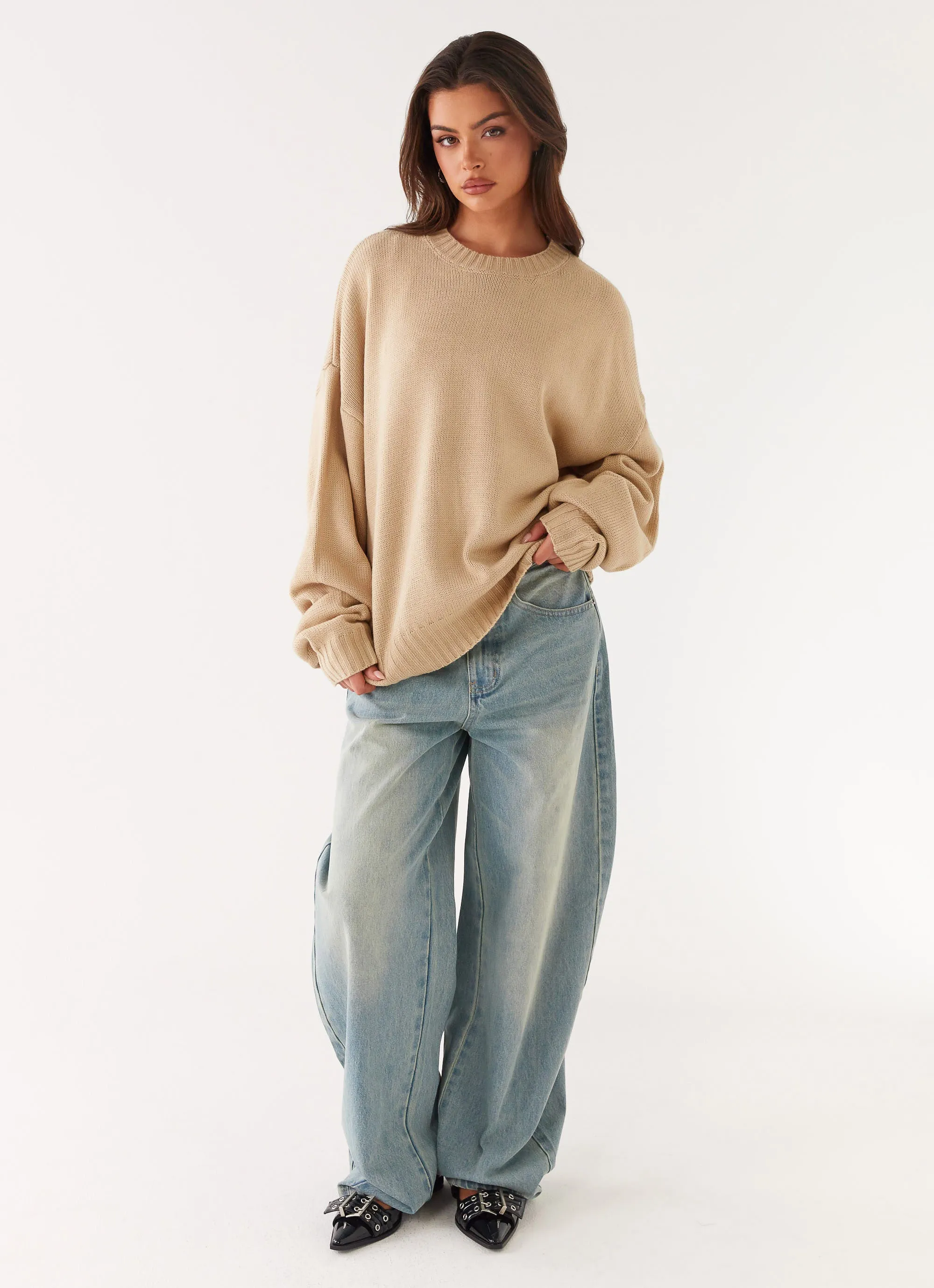 Emma Oversized Sweater - Beige QuickAccess Pockets