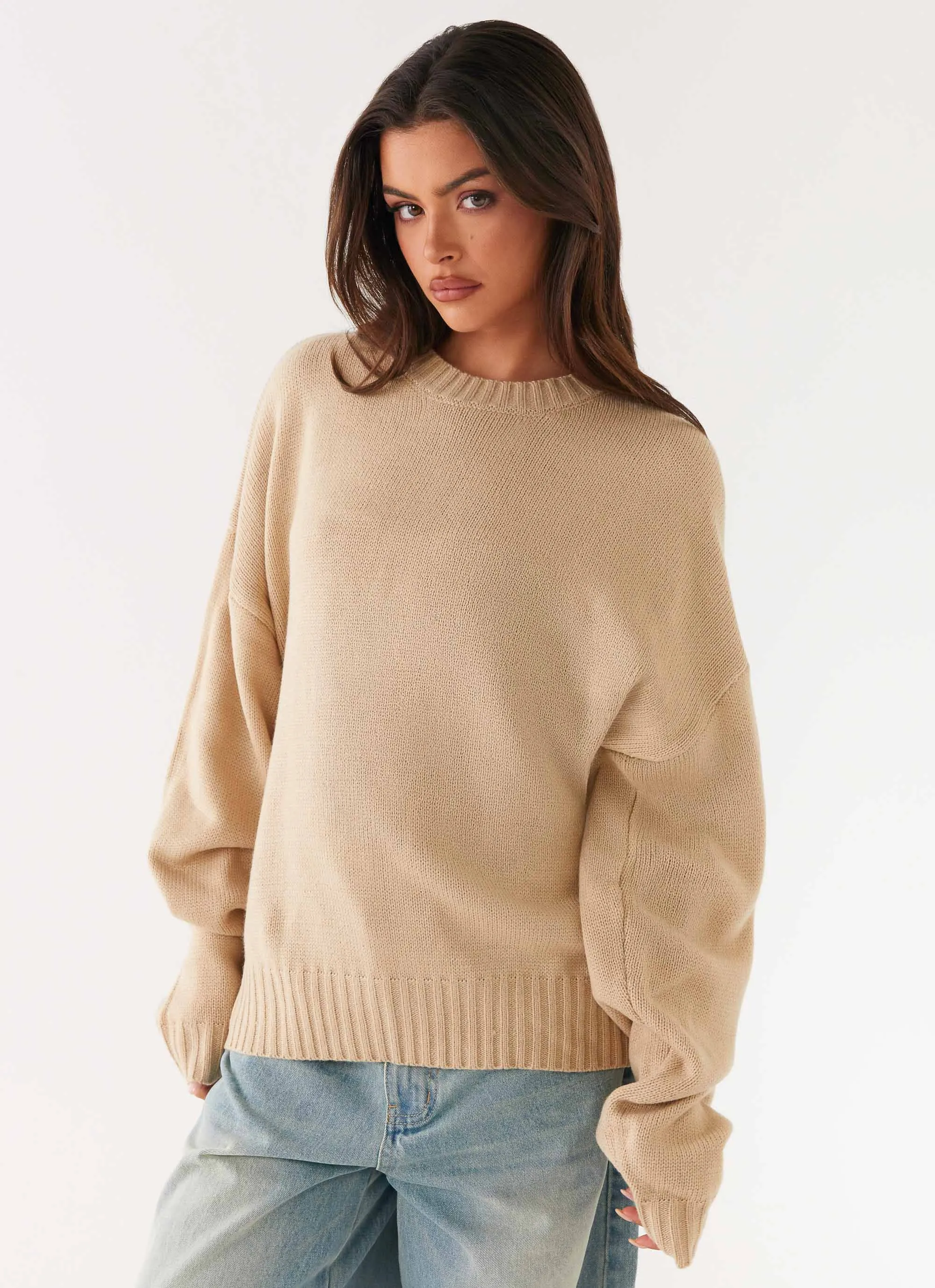 Emma Oversized Sweater - Beige Weatherproof Technology Windproof Technology