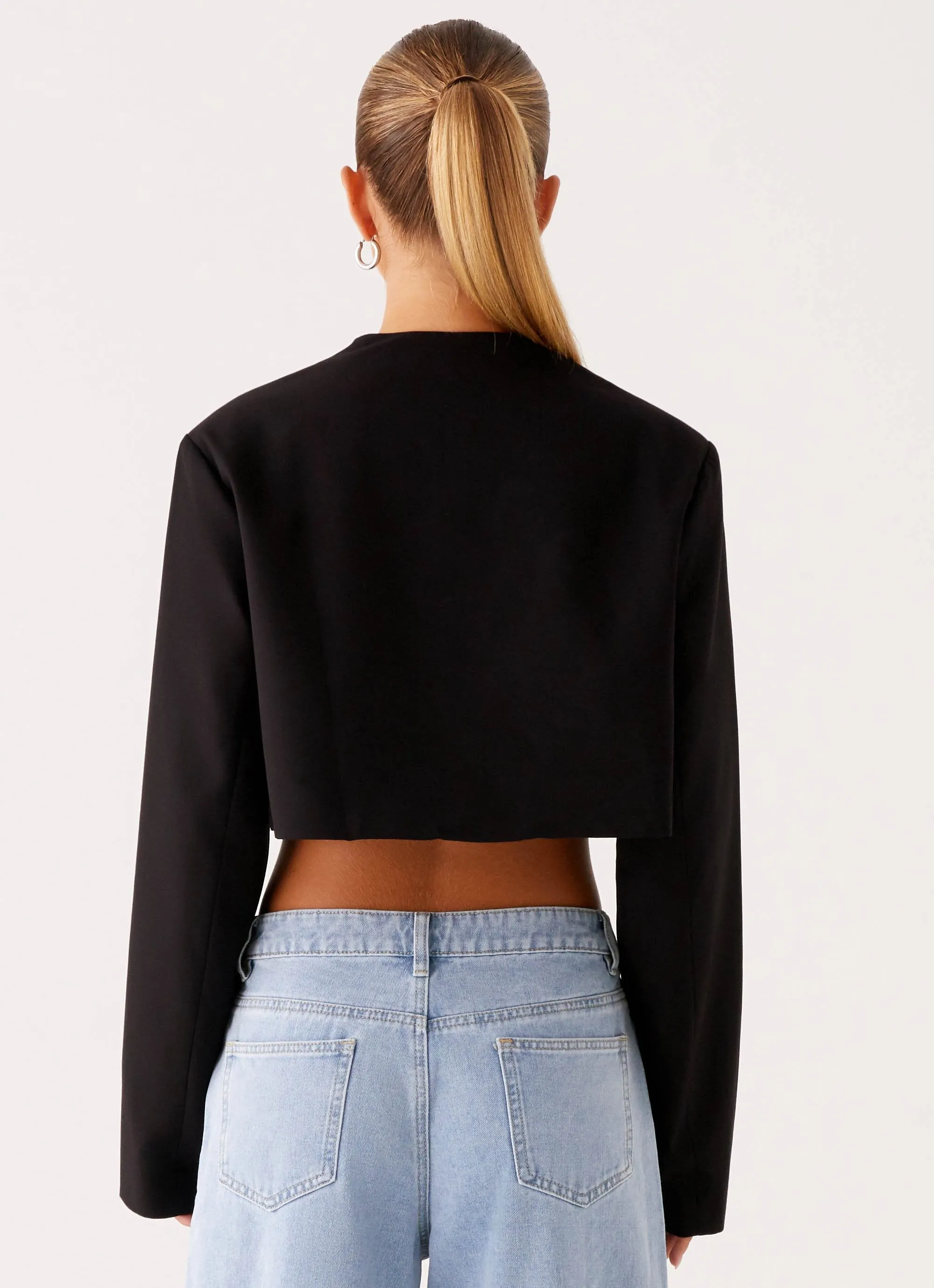 Sleek Layers Giana Cropped Blazer - Black