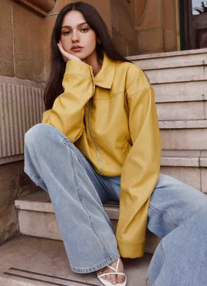 nylon blend OdorResistantFabric Elara Oversized Jacket - Yellow