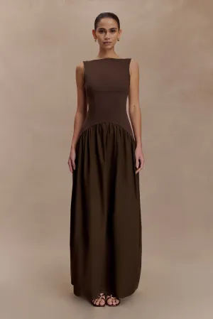 Acacia Contrast Sleeveless Maxi Dress - Chocolate Fine Texture Easy Mood