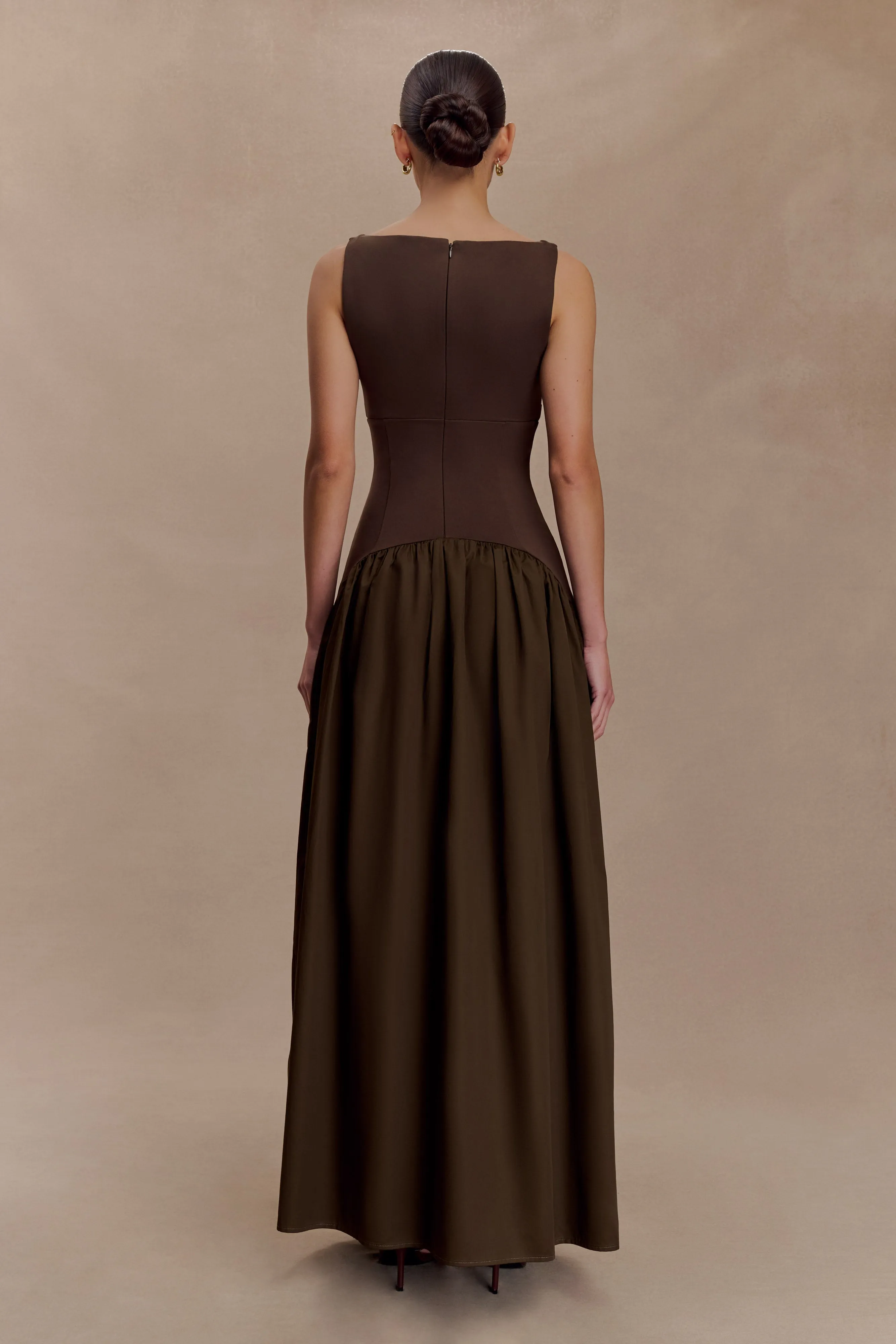 Low Maintenance Acacia Contrast Sleeveless Maxi Dress - Chocolate