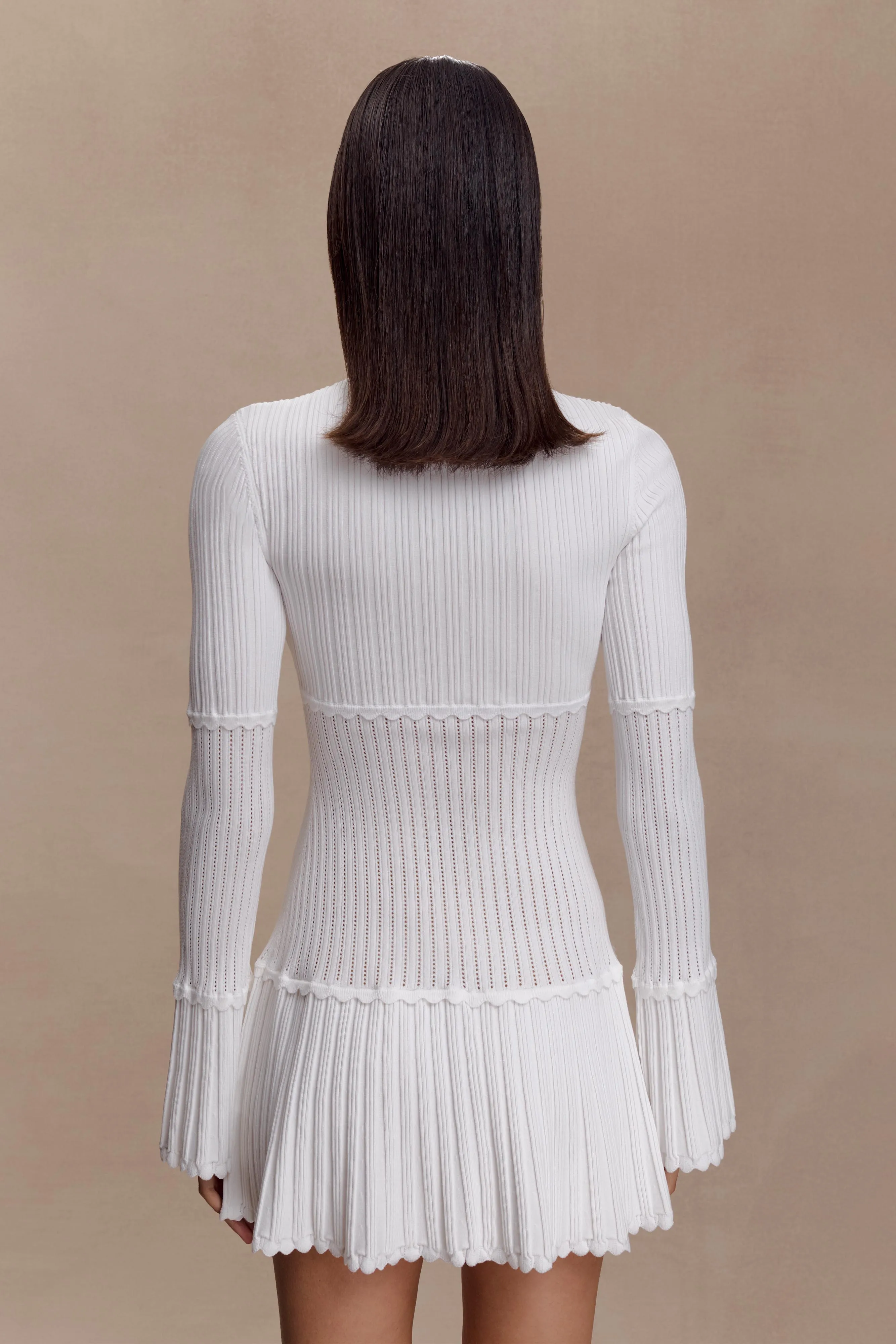 Feminine Design Adena Pointelle Knit Mini Dress - Ivory