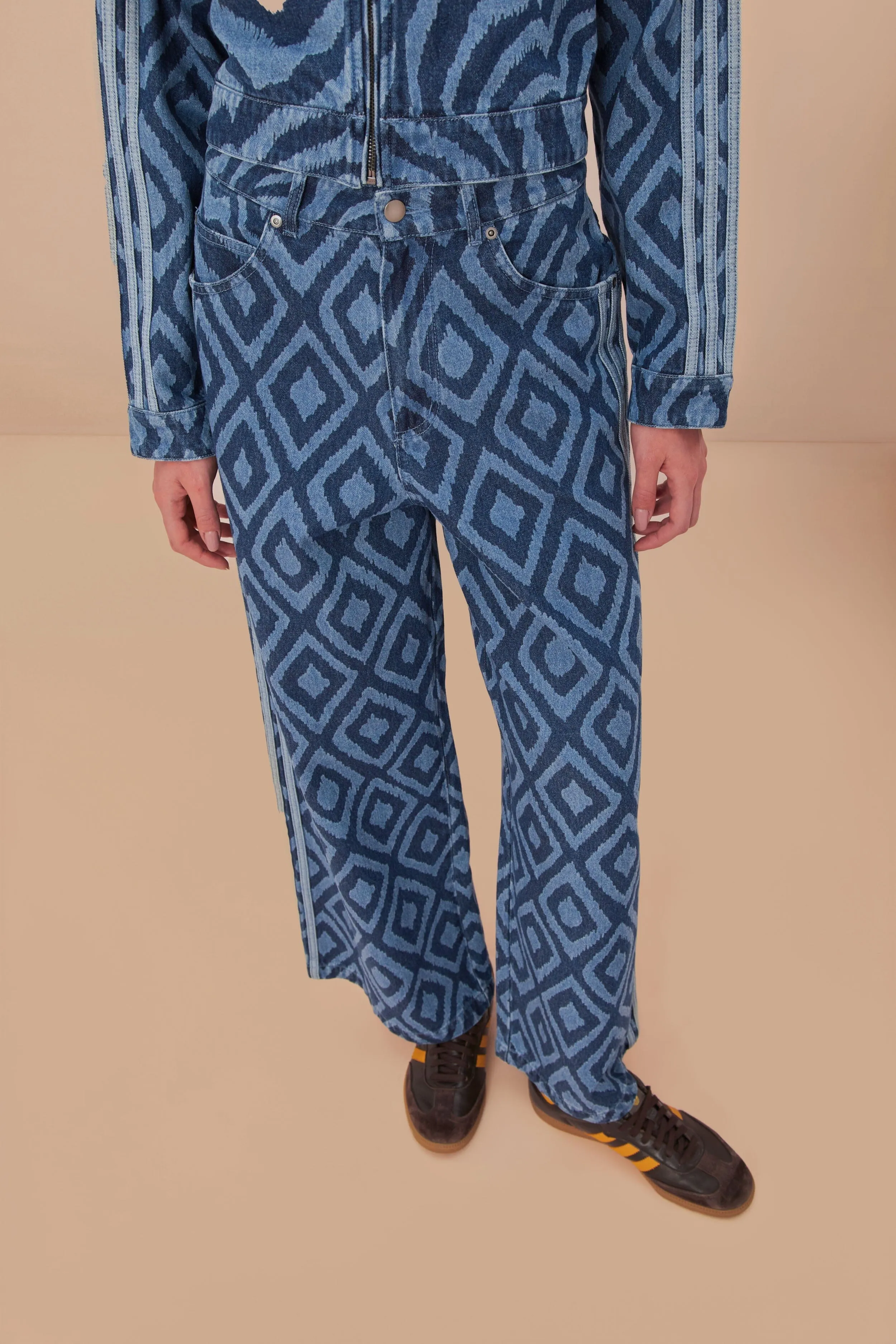 Adidas Farm Rio Denim Pants Pocket Reinforcement Stylish Waistband