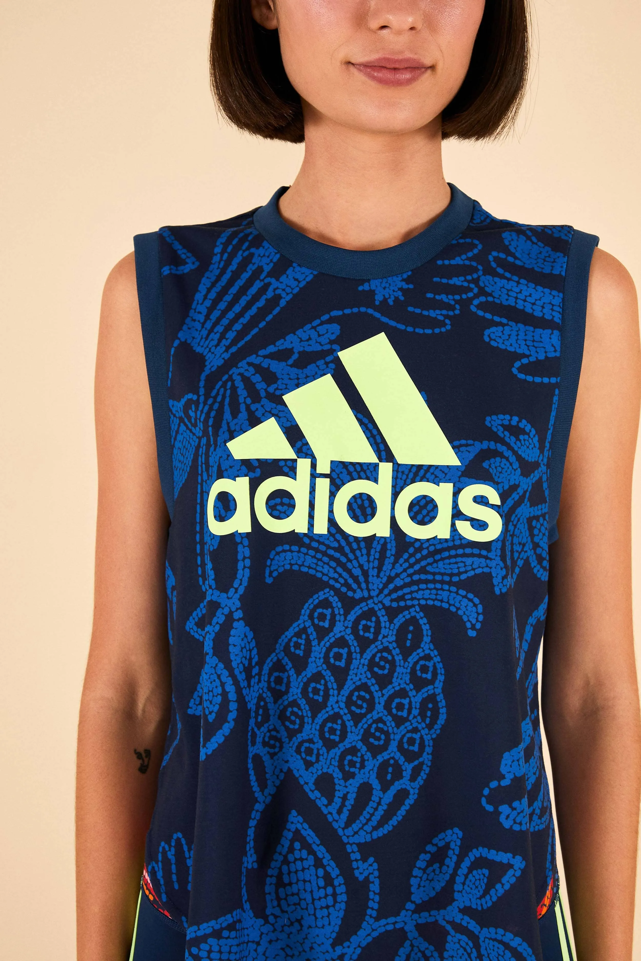 Adidas Farm Tank Top Blue Zoom Proper