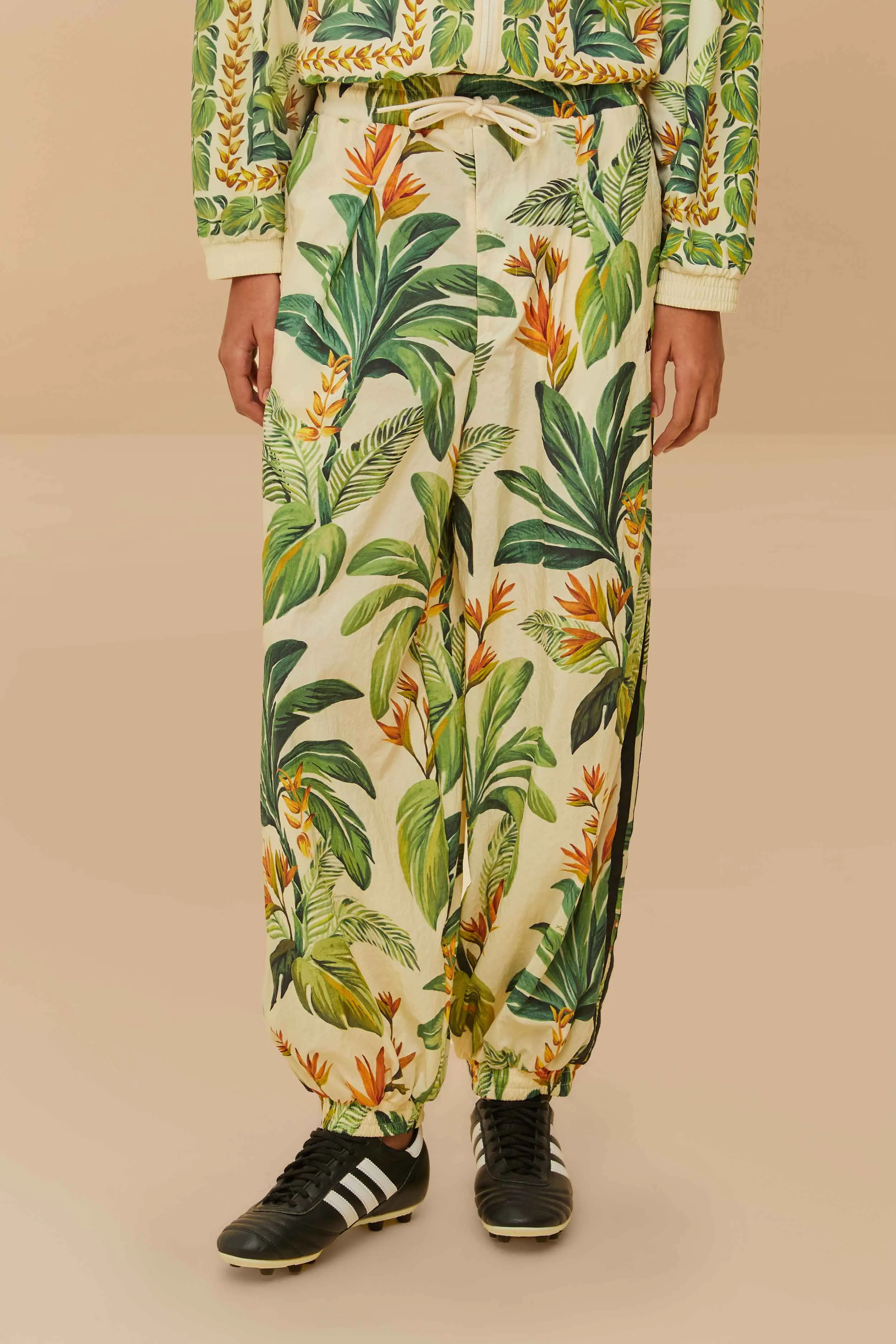 Adidas Tropical Breeze Cream White Pants Fashionable Waist