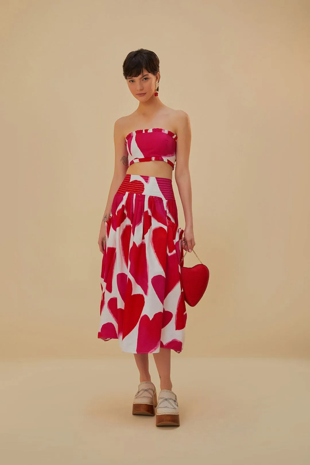 Boho Light Painted Hearts Sleeveless Top