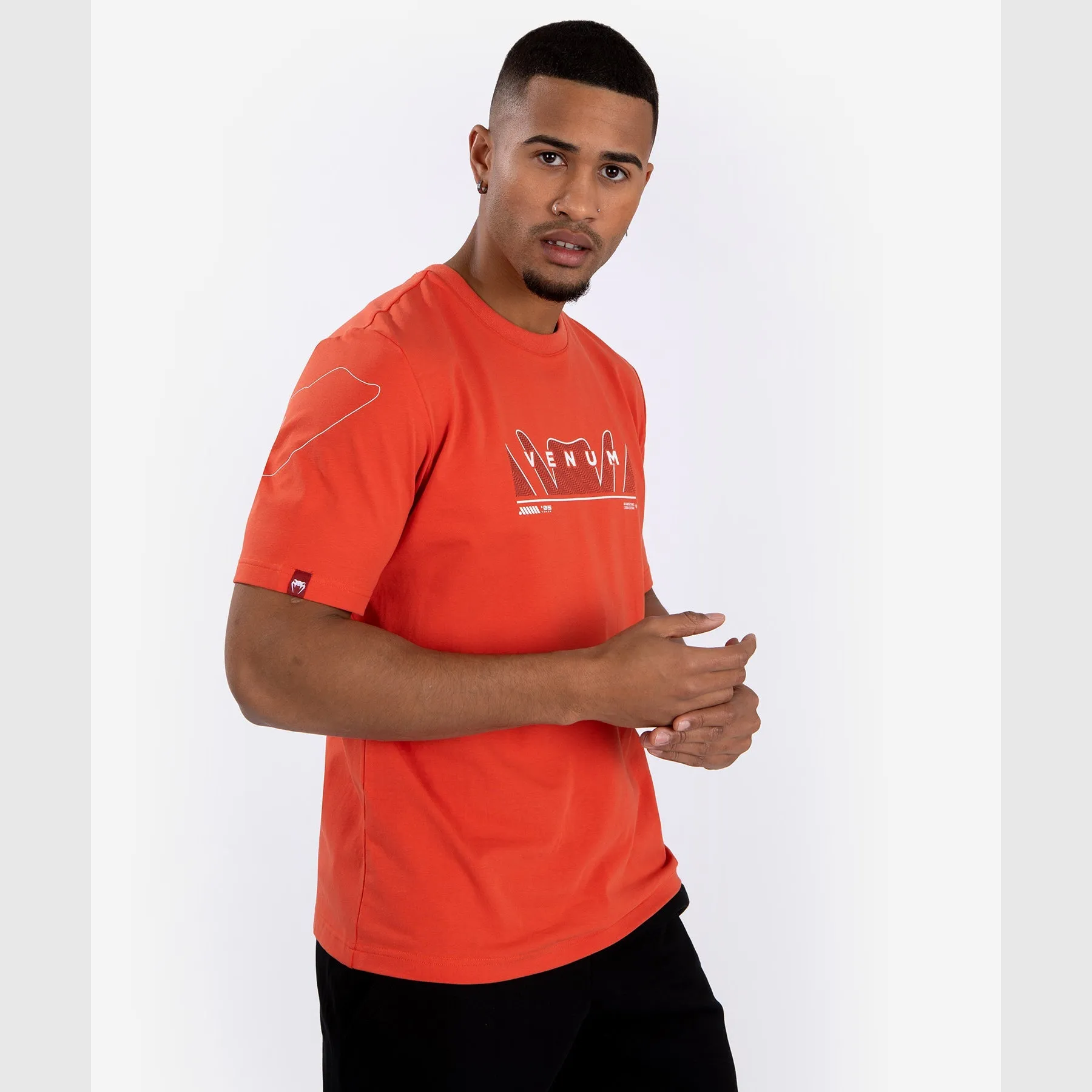 Stretchable Weave Venum Snake Print T-Shirt - Fluo Orange