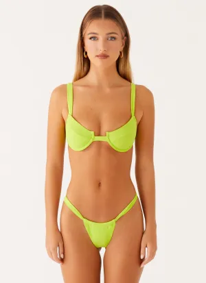 Anti Sag Reinforced Stitching Top-rated Airlie Scrunch Bikini Bottoms - Sunny Lime