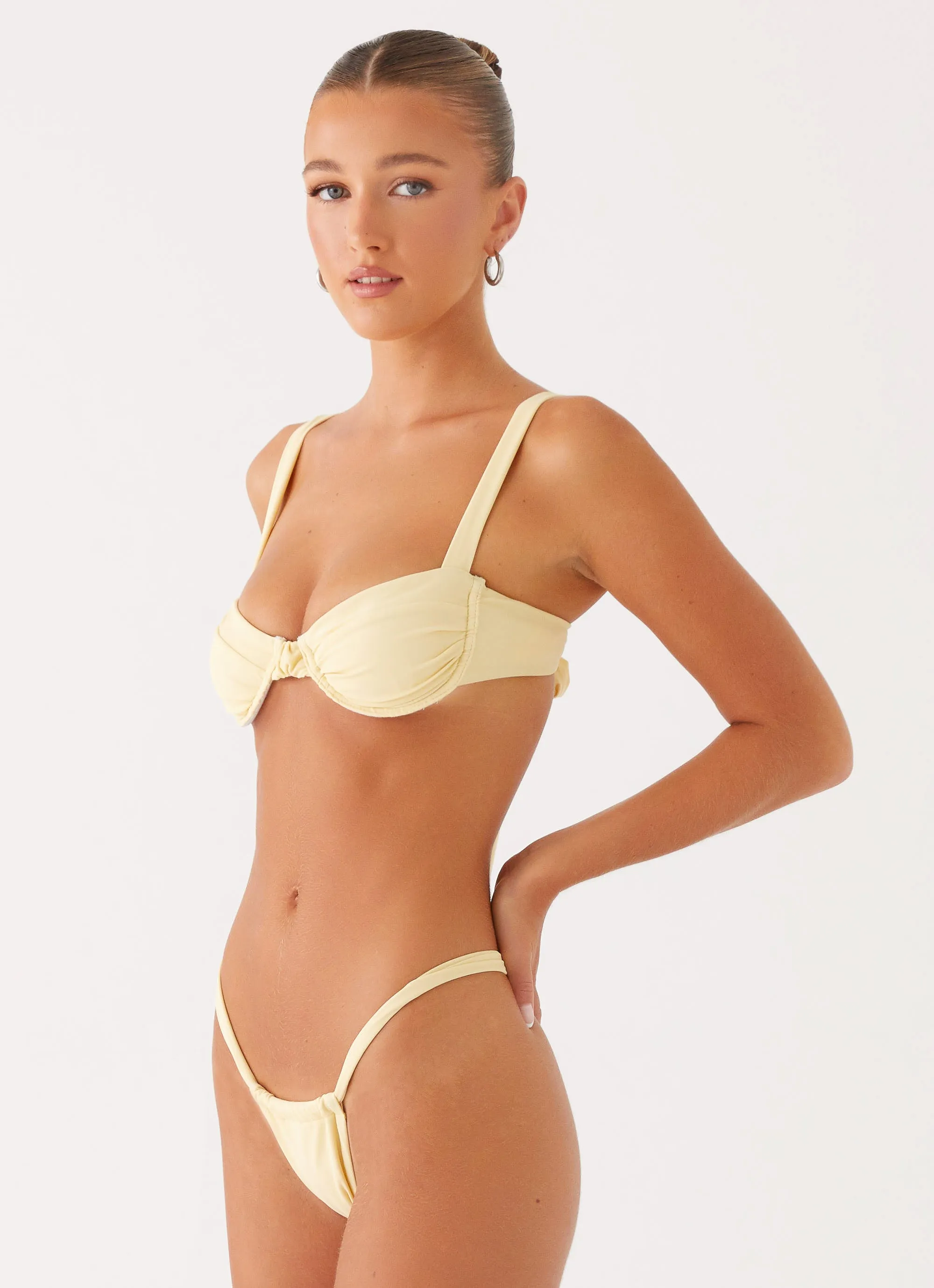 Airlie Scrunch Bikini Bottoms - Yellow Layered construction Sandproof Inner Layer
