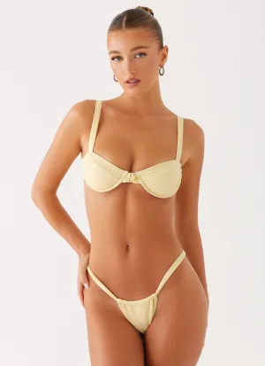 Airlie Scrunch Bikini Bottoms - Yellow Minimalist Stitching chlorine resistant