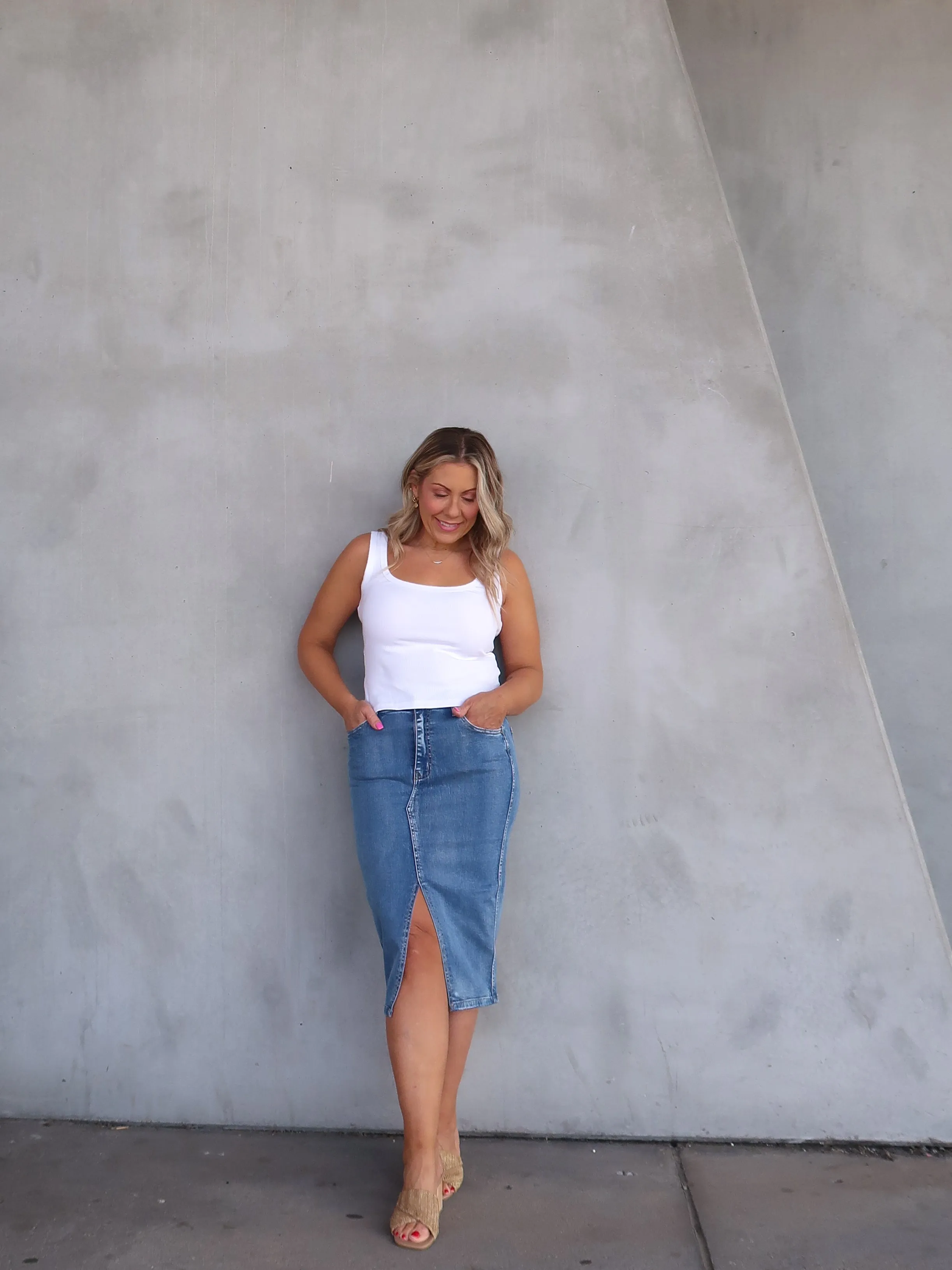 Layered Design Alora Denim Skirt