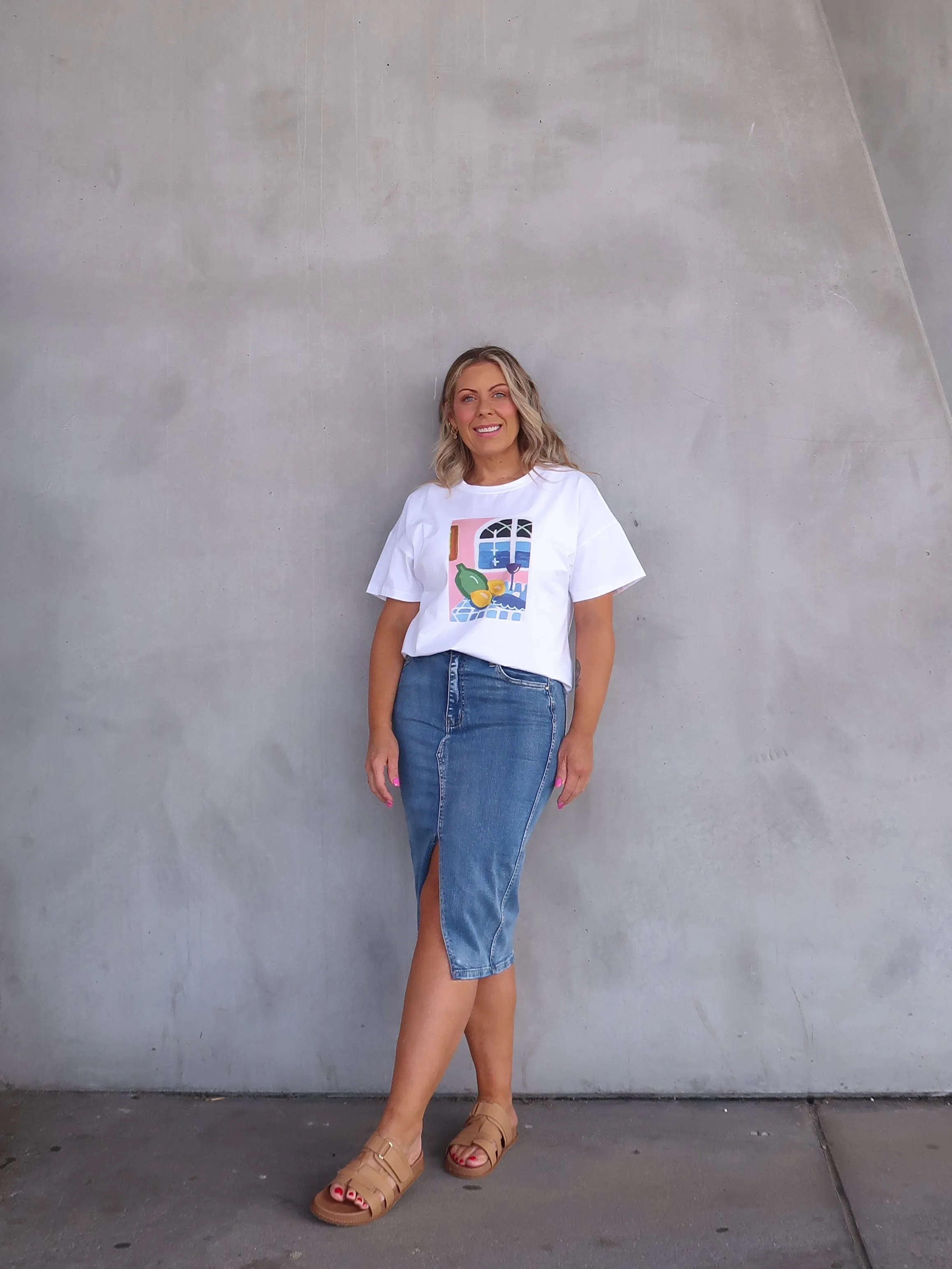 All Day Comfort Non Restrictive Alora Denim Skirt