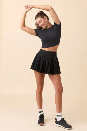 For The Win Black Pleated Tennis Skirt SALE flared silhouette Influencer Style