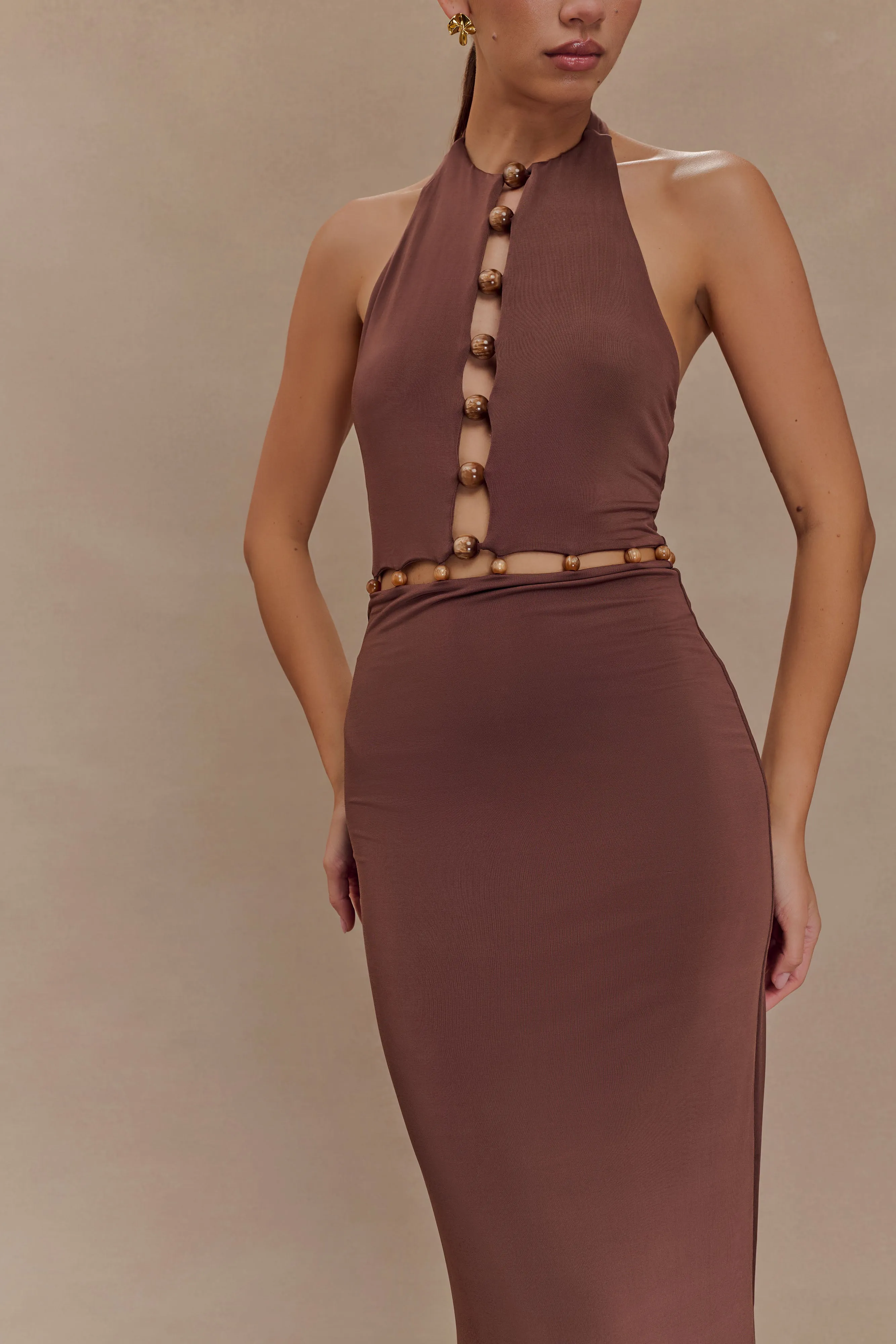Day Romance Albion Beaded Slinky Maxi Dress - Chocolate