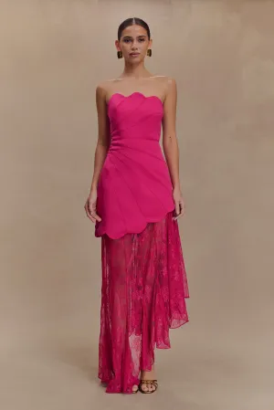 Aleena Satin And Lace Maxi Dress - Dragonfruit Event Mood soft look