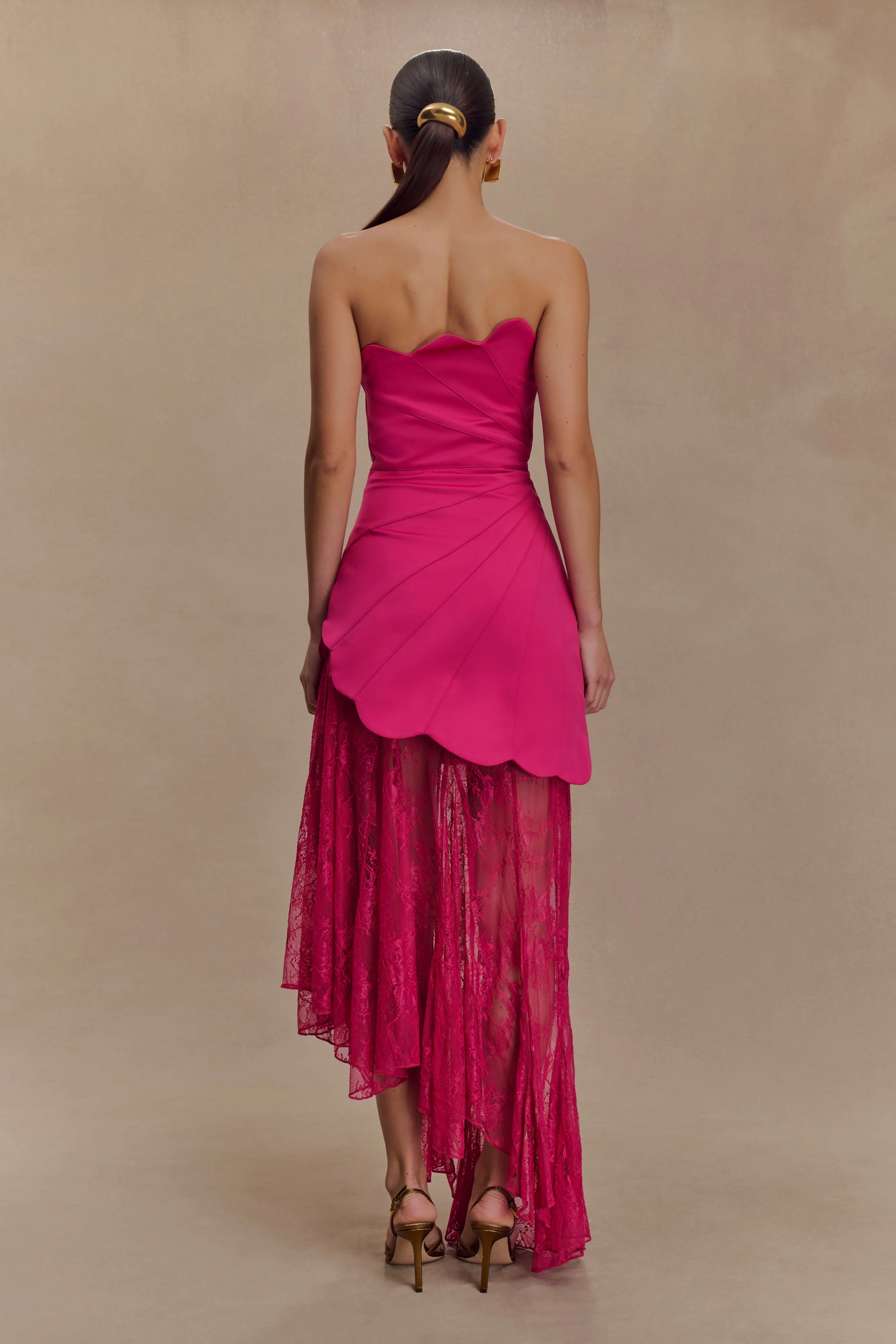 Aleena Satin And Lace Maxi Dress - Dragonfruit Comfy Look
