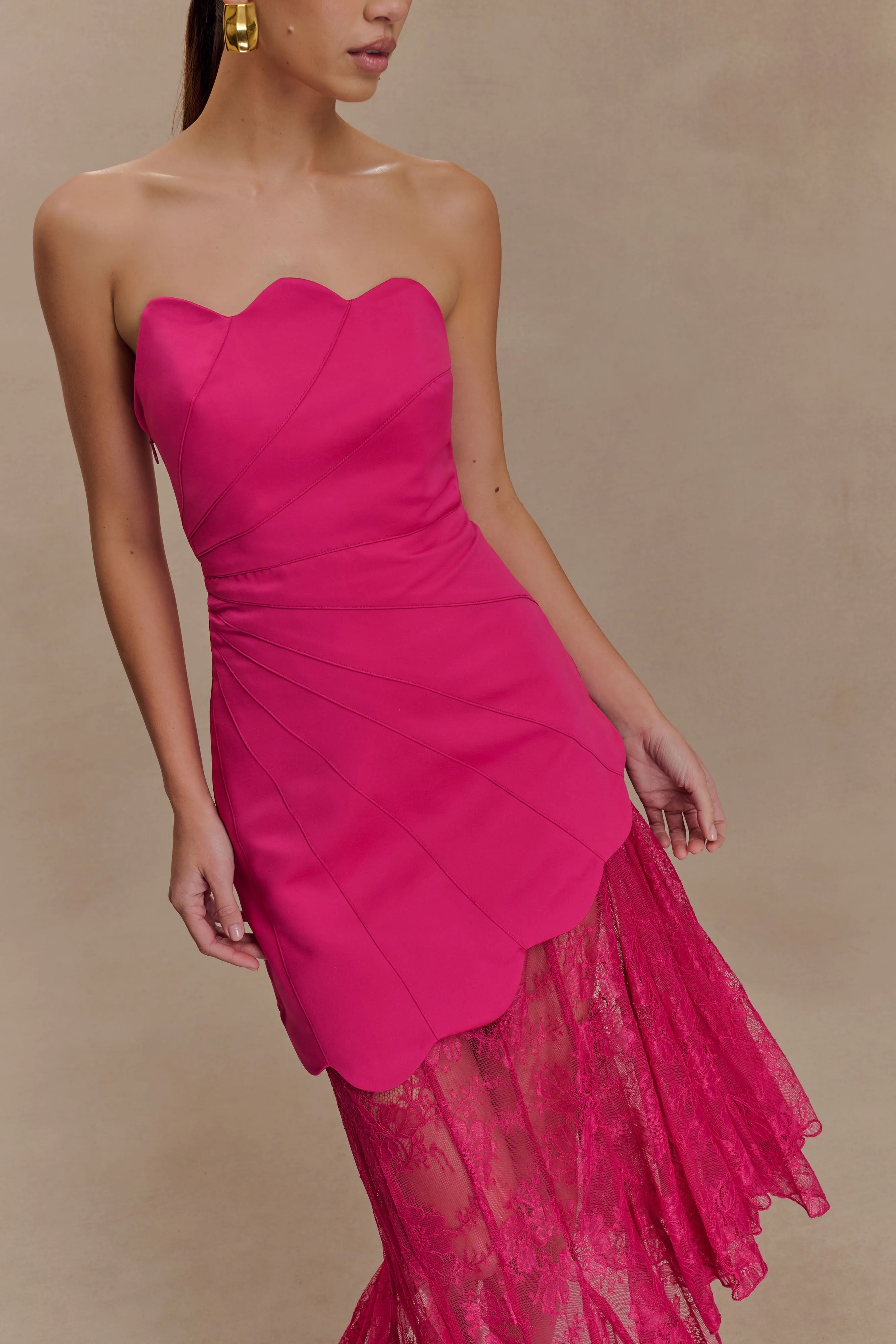 Aleena Satin And Lace Maxi Dress - Dragonfruit Work or Play