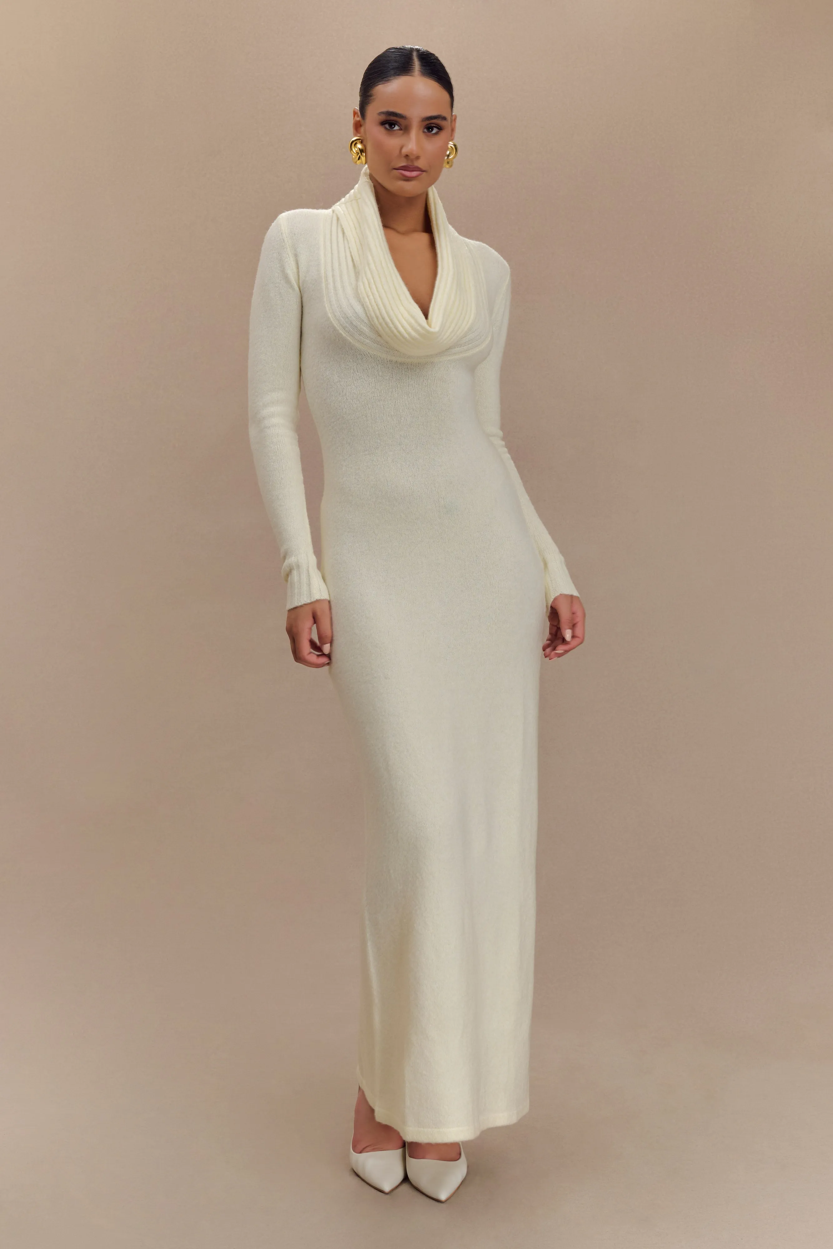 Alessandra Reversible Knit Maxi Dress - Ivory Marle Comfy Comfort Soft Movement