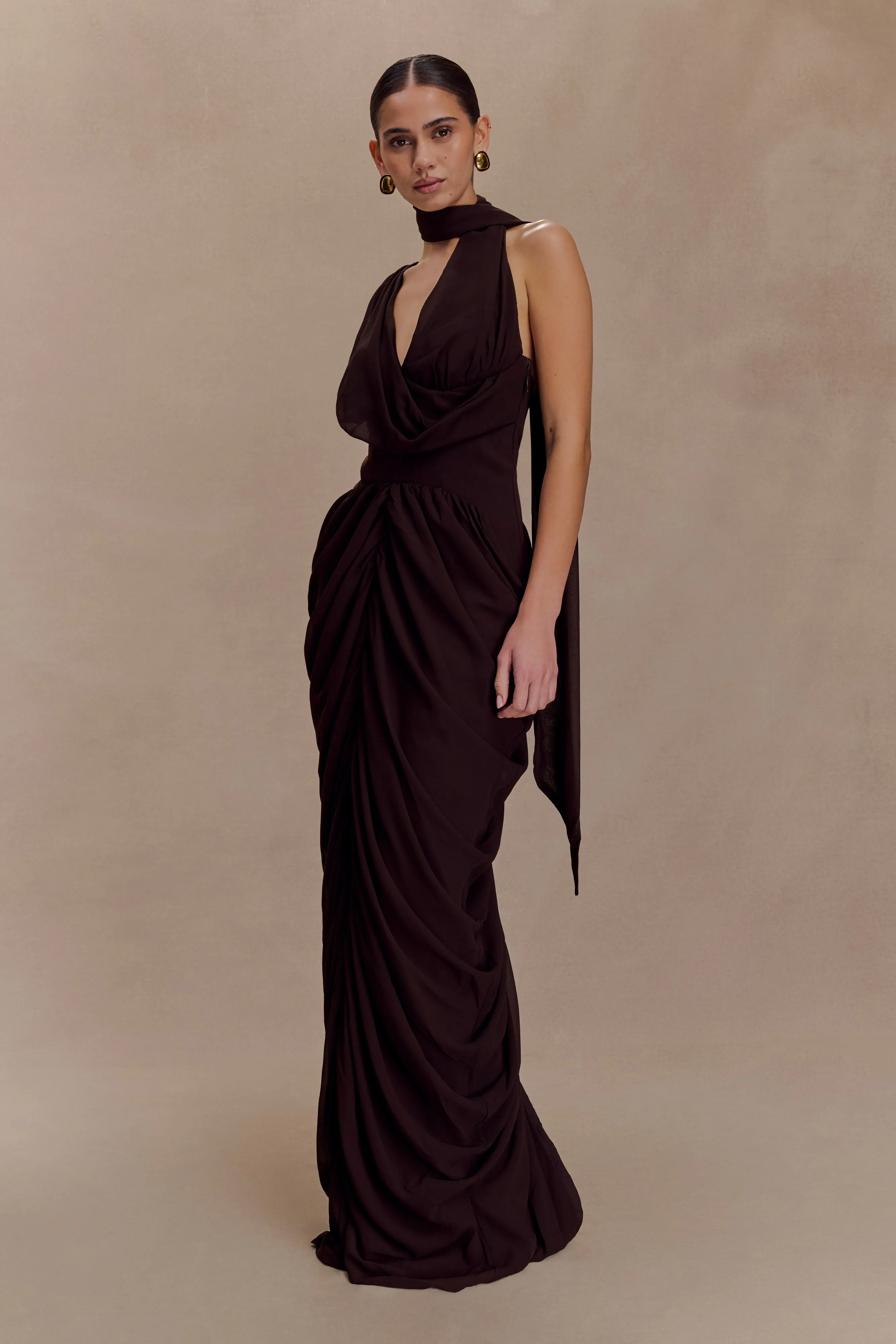 Alex Chiffon Maxi Dress - Cacao Brown Daily Go