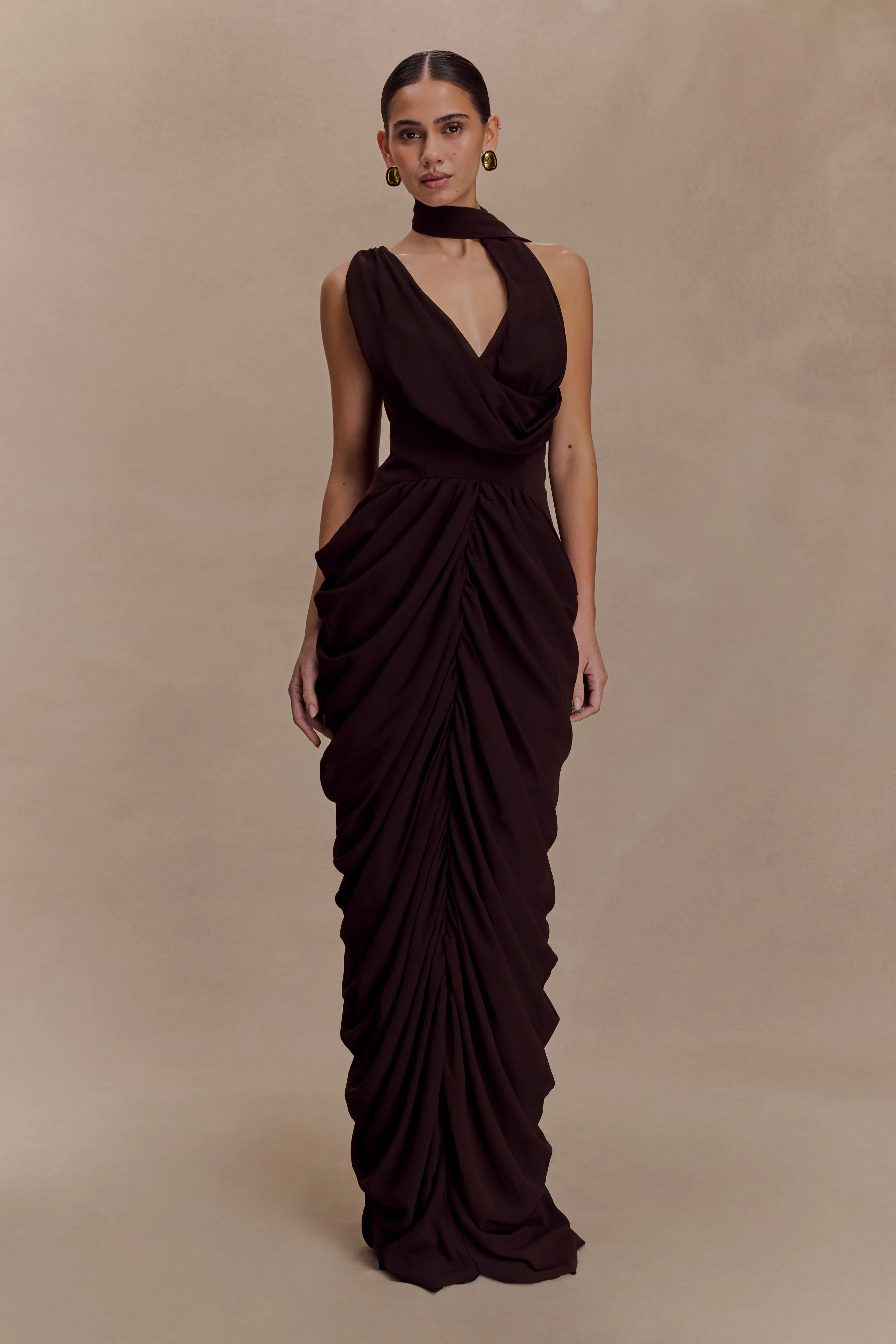 Alex Chiffon Maxi Dress - Cacao Brown Quick Drying