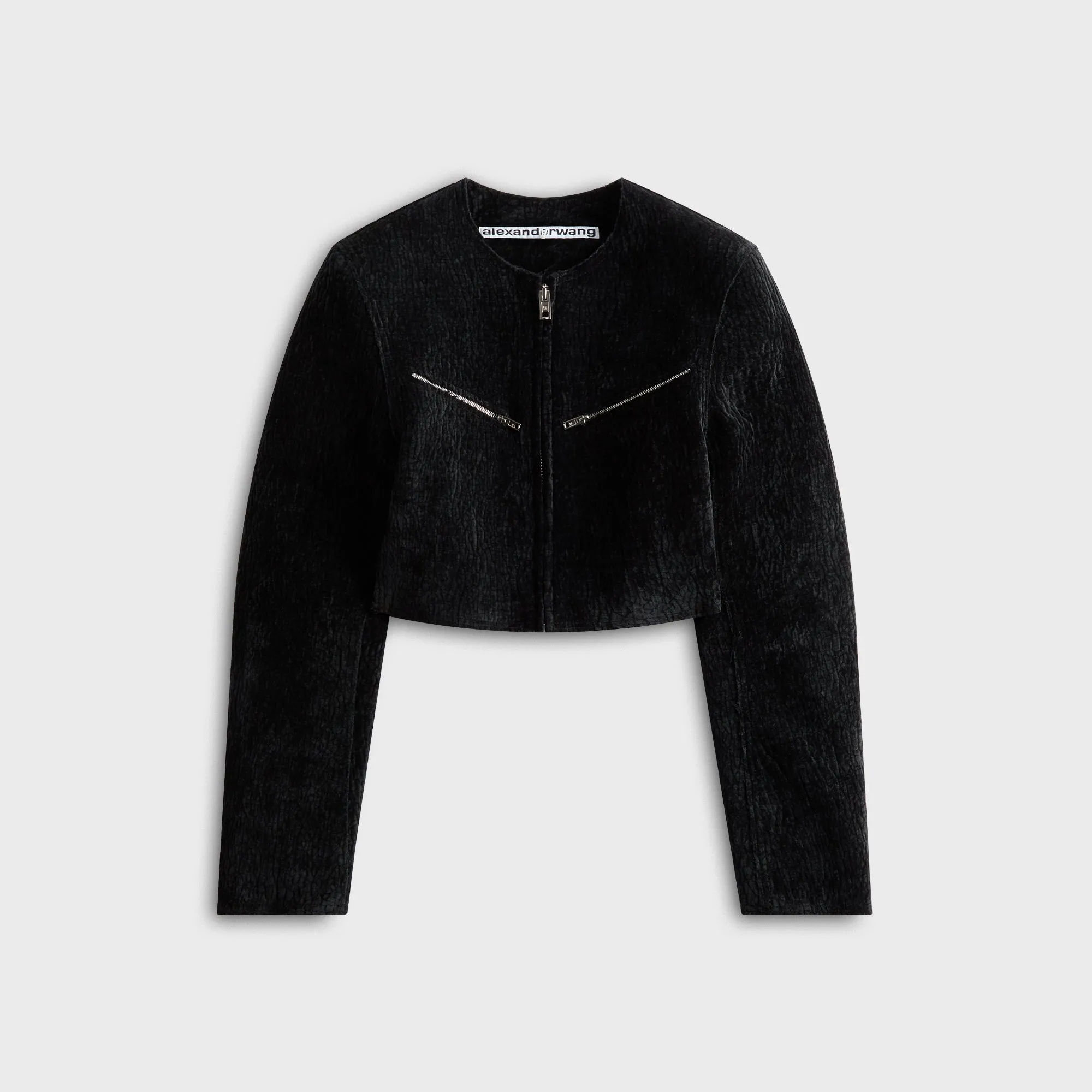 Alexander Wang Cropped Boxy Jacket - Black Glove Friendly Cuff Design