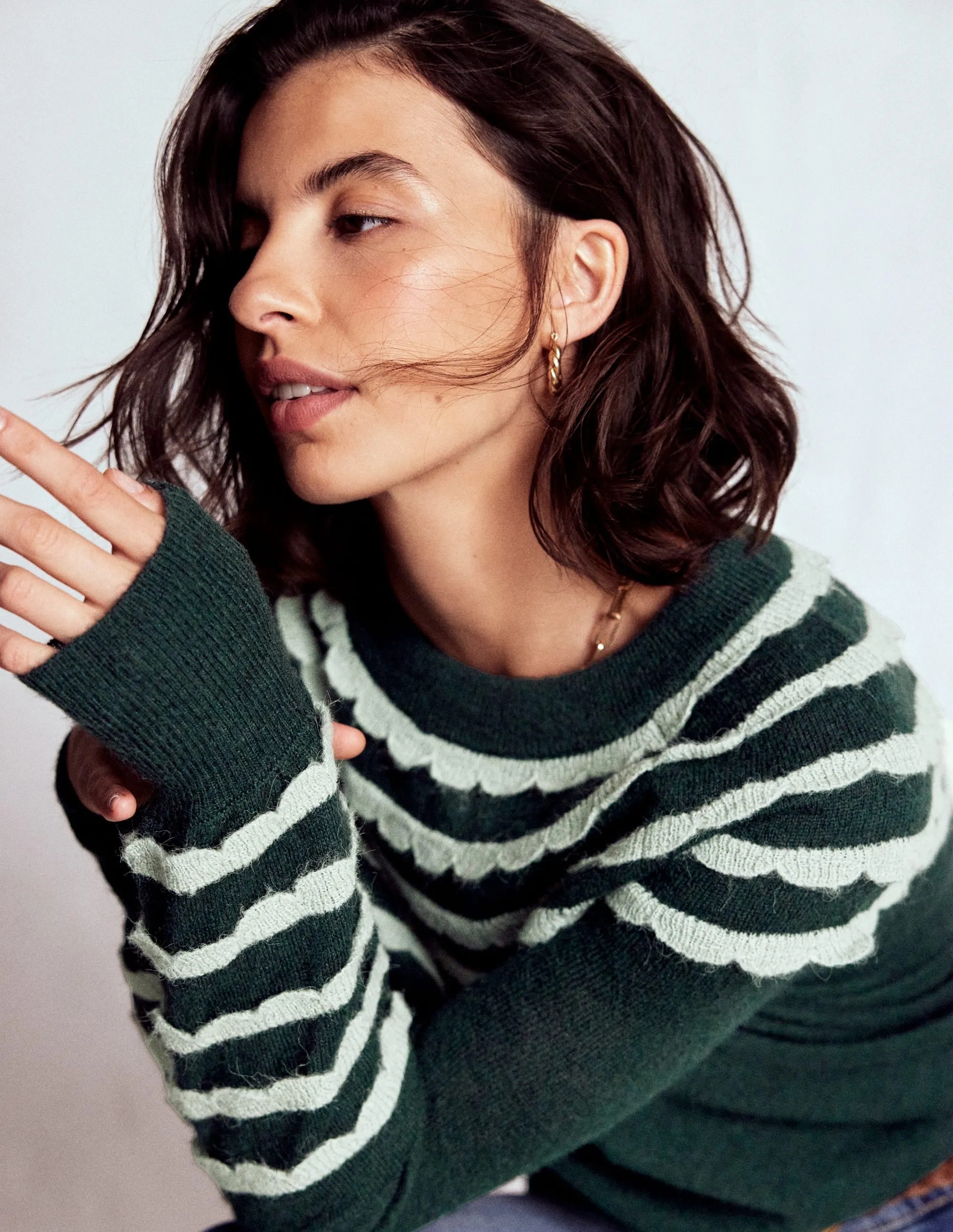 Alice Fluffy Raglan Jumper-Botanical Garden Dimensional Jacquard Weave