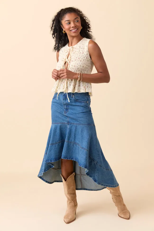 Alison High Low Denim Skirt SALE Vibe Shot Casual Style