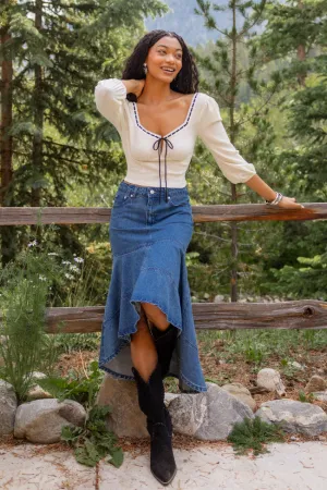 Alison High Low Denim Skirt SALE Water resistant coating Maternity Friendly