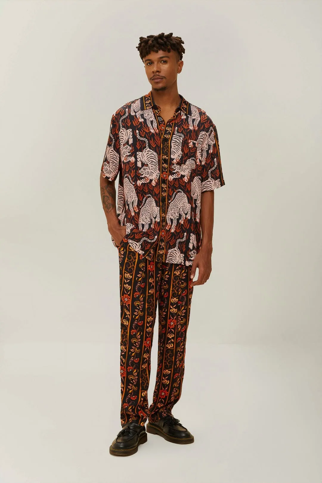 Basic Stretch Brown Jungle Stripes LENZING? ECOVERO? Viscose Pants