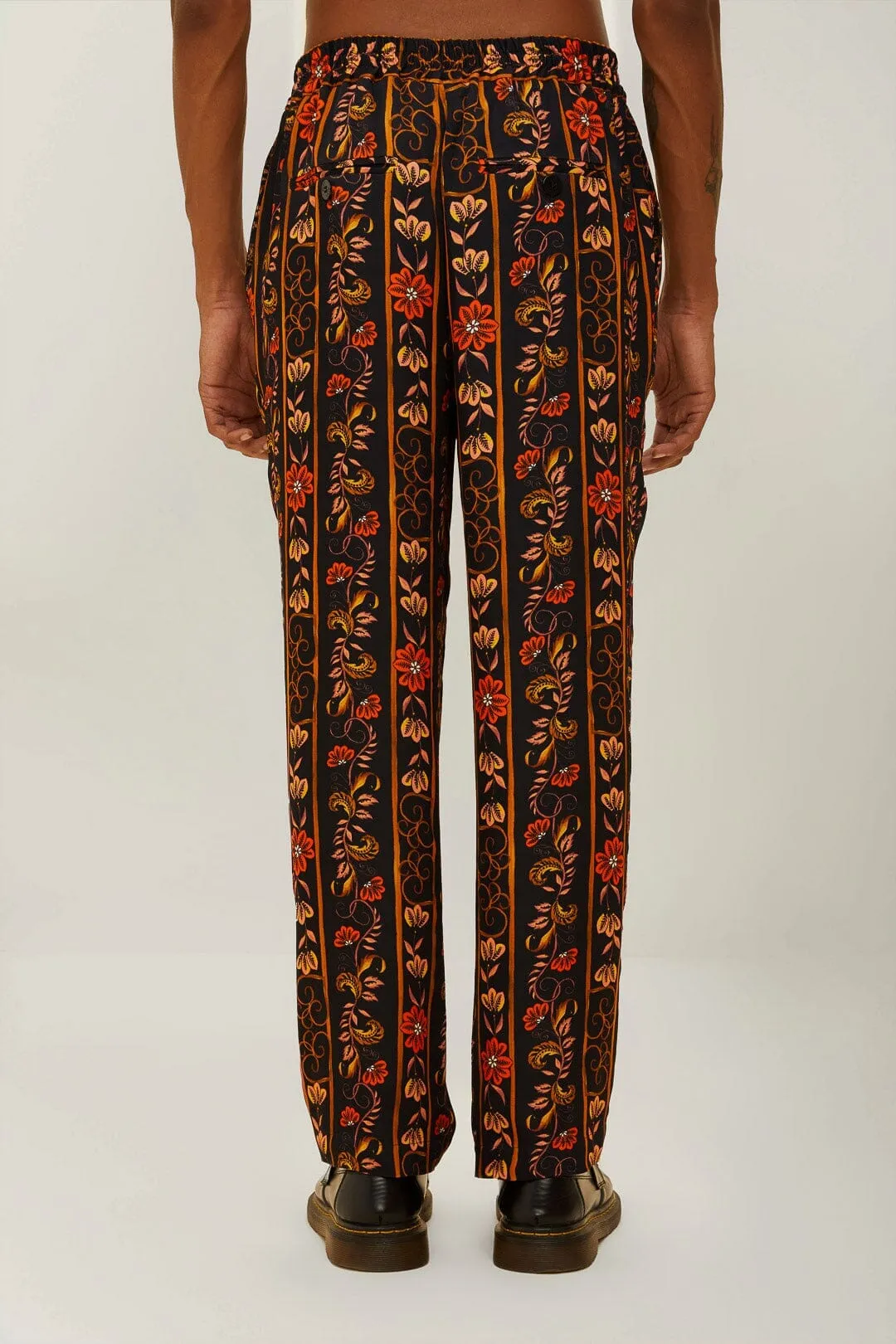 Brown Jungle Stripes LENZING? ECOVERO? Viscose Pants Quick Wear Fit Sleek Waist