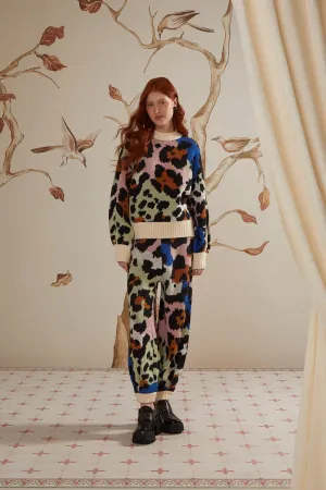 Practical Style Colorful Leopards Knit Pants