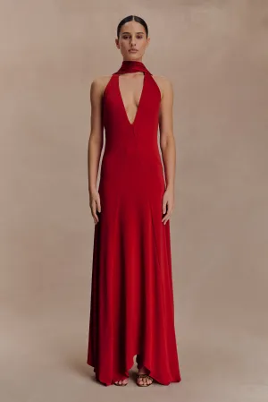 Juliet Slinky Maxi Dress With Scarf - Ruby Climate-Adaptive Light material