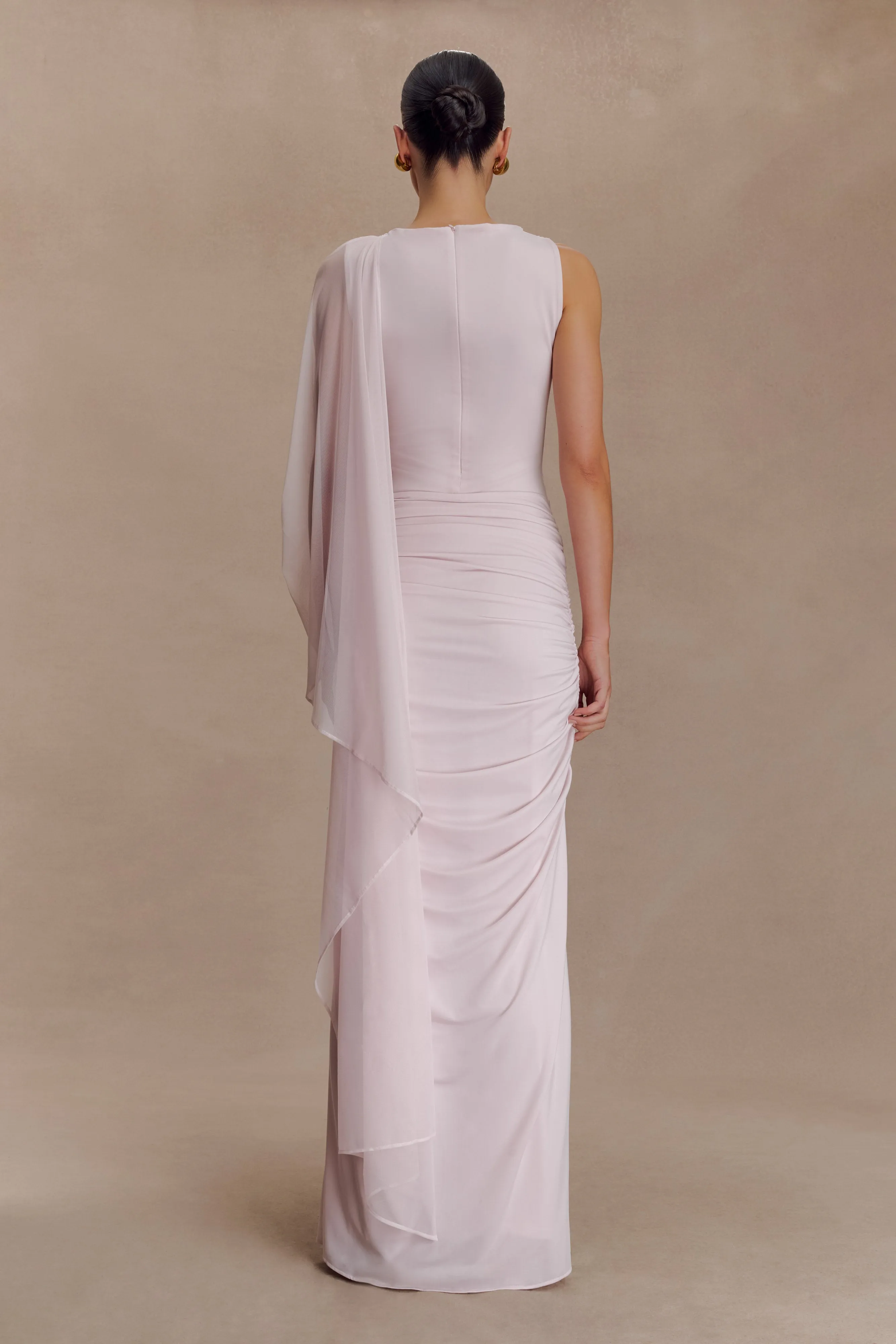 Amandine Ruched Slinky Maxi Dress - Pale Pink Matte-Lining Versatile and Comfortable