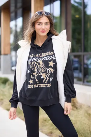 product ombre gradient Fat American Sweetheart Black Oversized Graphic Hoodie