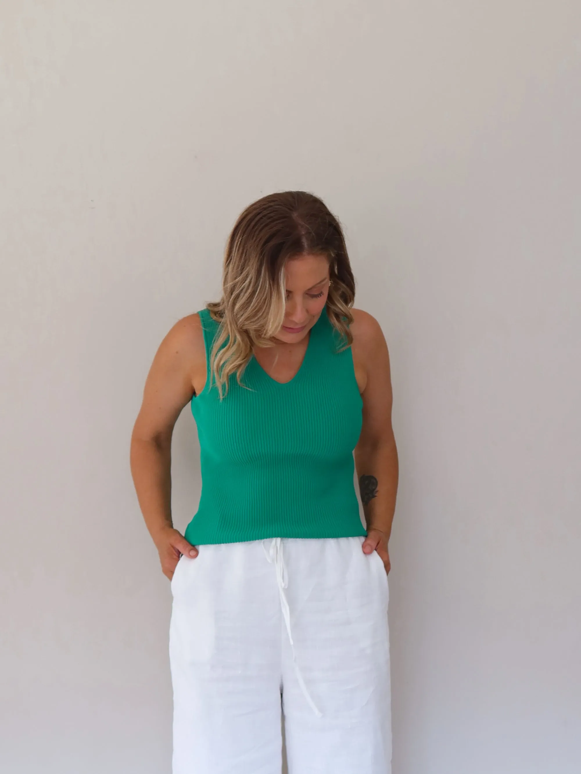 Bound Hem Easy to disassemble Amina Tank - Green