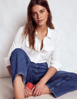 Amy Jersey Shirt-White ZeroDistressFinish