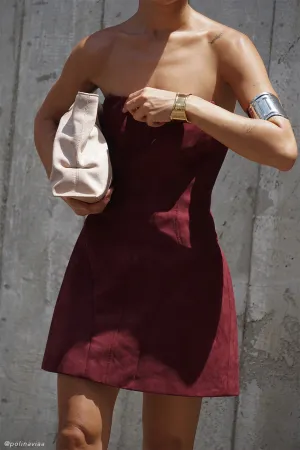 Andy Faux Suede Mini Dress - Wine Sunset Look