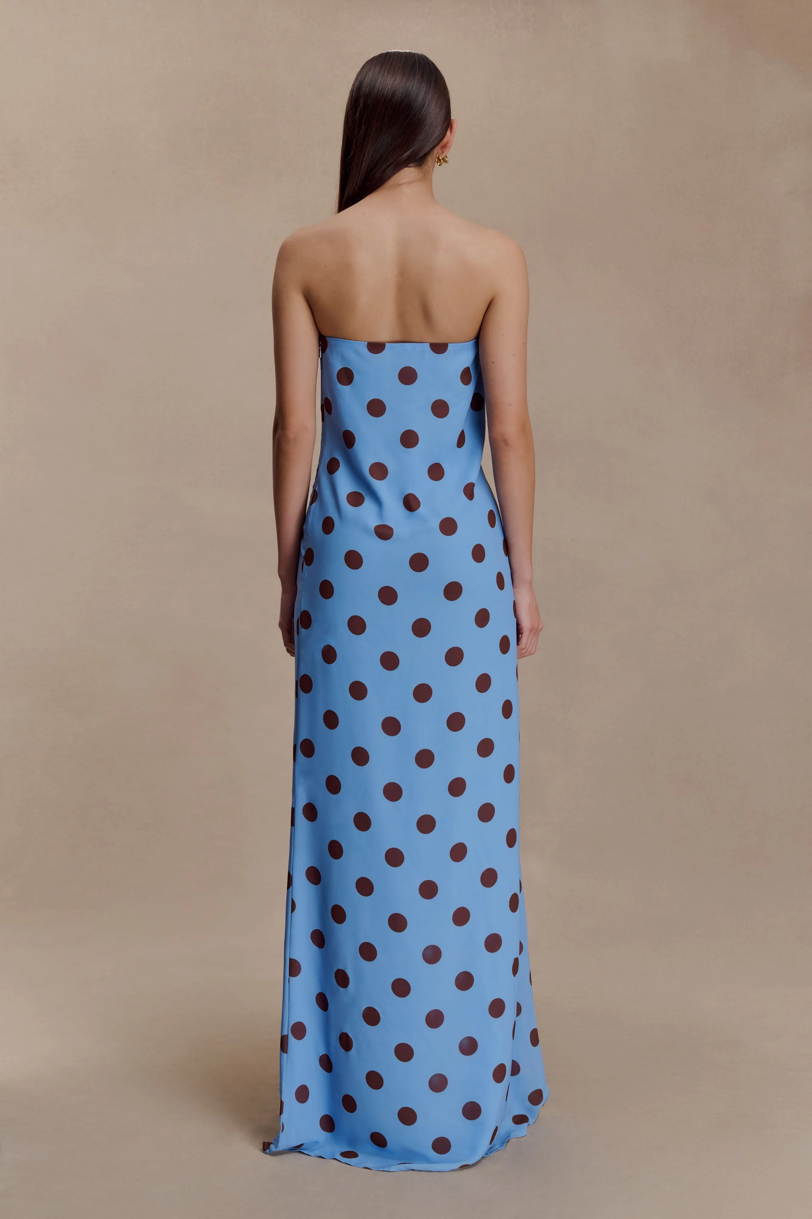 Easy Layers Amaya Strapless Chiffon Maxi Dress - Blue Polka Dot