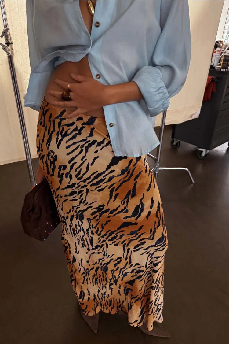 Animal Sheer Maxi Skirt Eco Friendly Dye