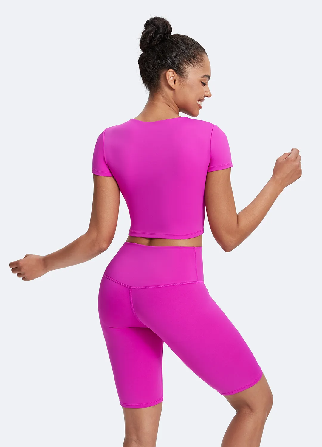 Round Neck Crop Top Turtleneck Supportive seams