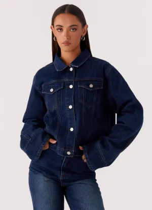Minimal Daily Fit Back Again Oversized Denim Jacket - Vintage Blue