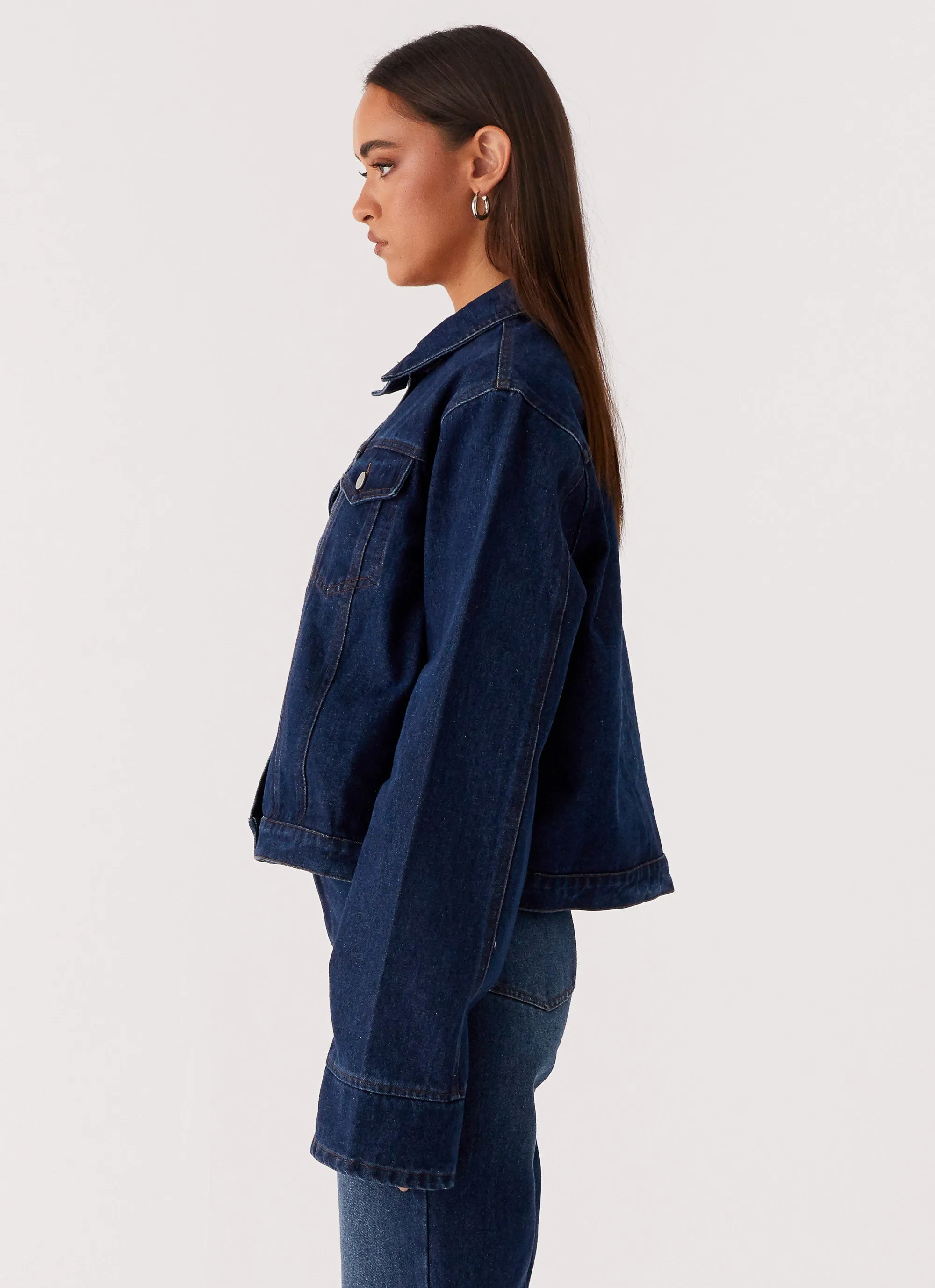 Daily Wear Jacket Back Again Oversized Denim Jacket - Vintage Blue