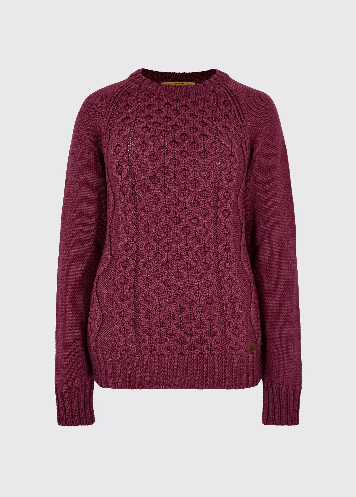 Shanley Women's Irish Knit Merino Aran Sweater - Clover MultiDirectional Stretch Layered Weight Distribution Guide