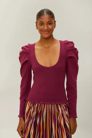 Effortless Fashion AntiPilling Technology Burgundy Knit Corset Top