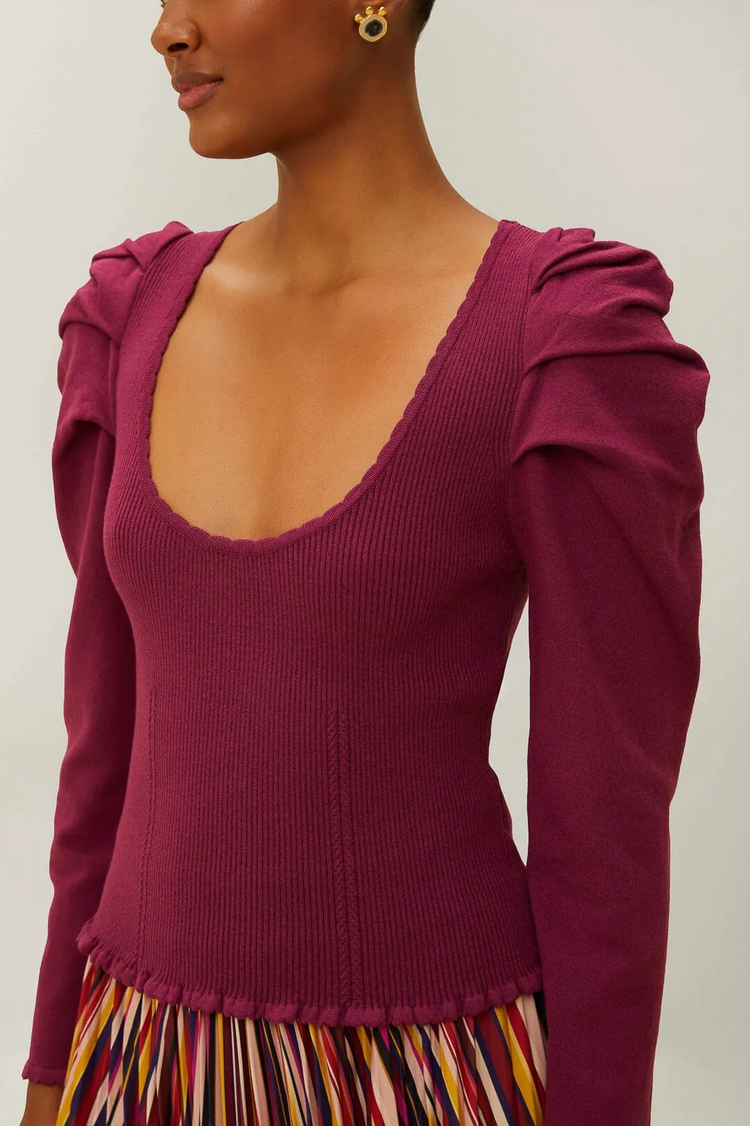 Burgundy Knit Corset Top Champion Glow